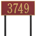Hartford Address Plaque with a Red & Gold Finish, Estate Lawn Size with One Line of Text