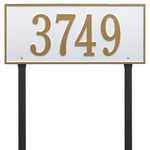 Hartford Address Plaque with a White & Gold Finish, Estate Lawn Size with One Line of Text