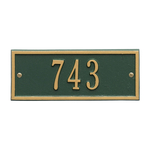Hartford Address Plaque with a Green & Gold Petite Wall Mount with One Line of Text
