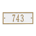 Hartford Address Plaque with a White & Gold Petite Wall Mount with One Line of Text