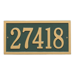 Bismark Address Plaque with a Green & Gold Finish, Standard Wall Mount with One Line of Text