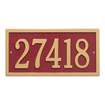 Bismark Address Plaque with a Red & Gold Finish, Standard Wall Mount with One Line of Text