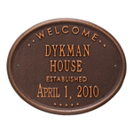 Welcome Oval HOUSE Established Personalized Plaque Antique Copper
