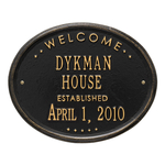 Welcome Oval HOUSE Established Personalized Plaque Black & Gold