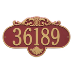 Rochelle Address Plaque with a Red & Gold Grande Wall Mount with One Line of Text