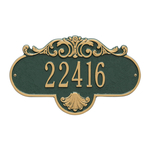 Rochelle Address Plaque with a Green & Gold Finish, Standard Wall Mount with One Line of Text