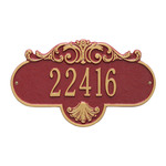 Rochelle Address Plaque with a Red & Gold Finish, Standard Wall Mount with One Line of Text