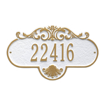 Rochelle Address Plaque with a White & Gold Finish, Standard Wall Mount with One Line of Text