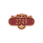 Rochelle Address Plaque with a Red & Gold Petite Wall Mount with One Line of Text