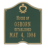Pennsylvania Dutch Anniversary Plaque Green/Gold Finish, Standard Wall with Two Lines of Text