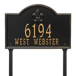 Bayou Vista Address Plaque with a Black & Gold Finish, Standard Lawn with Two Lines of Text