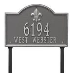 Bayou Vista Address Plaque with a Pewter Silver Finish, Standard Lawn with Two Lines of Text