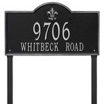 Bayou Vista Address Plaque with a Black & Silver Finish, Estate Lawn with Two Lines of Text