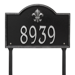 Bayou Vista Address Plaque with a Black & Silver Finish, Standard Lawn Size with One Line of Text