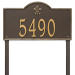 Bayou Vista Address Plaque with a Bronze & Gold Finish, Estate Lawn Size with One Line of Text