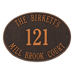 Large Hawthorne Oval Address Plaque with a Oil Rubbed Bronze