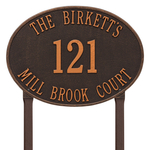 Large Hawthorne Oval Address Plaque for the Lawn with a Oil Rubbed Bronze