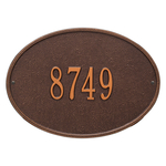 Hawthorne Oval Address Plaque with a Antique Copper Finish, Standard Wall Mount with One Line of Text