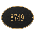 Hawthorne Oval Address Plaque with a Black & Gold Finish, Standard Wall Mount with One Line of Text