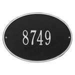 Hawthorne Oval Address Plaque with a Black & Silver Finish, Standard Wall Mount with One Line of Text
