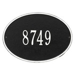 Hawthorne Oval Address Plaque with a Black & White Finish, Standard Wall Mount with One Line of Text