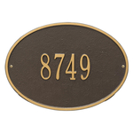 Hawthorne Oval Address Plaque with a Bronze & Gold Finish, Standard Wall Mount with One Line of Text