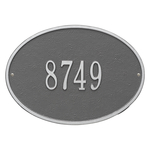 Hawthorne Oval Address Plaque with a Pewter & Silver Finish, Standard Wall Mount with One Line of Text