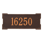 Rectangle Shape Address Plaque Named Roanoke with a Antique Copper Finish, Estate Wall with One Line of Text