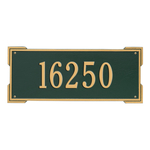 Rectangle Shape Address Plaque Named Roanoke with a Green & Gold Finish, Estate Wall with One Line of Text