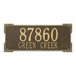 Rectangle Shape Address Plaque Named Roanoke with a Antique Brass Finish, Estate Wall with Two Lines of Text