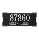 Rectangle Shape Address Plaque Named Roanoke with a Black & Silver Finish, Estate Wall with Two Lines of Text