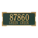 Rectangle Shape Address Plaque Named Roanoke with a Green & Gold Finish, Estate Wall with Two Lines of Text