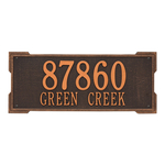 Rectangle Shape Address Plaque Named Roanoke with a Oil Rubbed Bronze Finish, Estate Wall with Two Lines of Text
