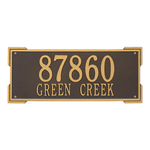 Rectangle Shape Address Plaque Named Roanoke with a Bronze & Gold Finish, Estate Wall with Two Lines of Text