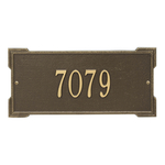 Rectangle Shape Address Plaque Named Roanoke with a Antique Brass Finish, Standard Wall with One Line of Text