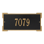 Rectangle Shape Address Plaque Named Roanoke with a Black & Gold Finish, Standard Wall with One Line of Text