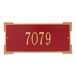 Rectangle Shape Address Plaque Named Roanoke with a Red & Gold Finish, Standard Wall with One Line of Text