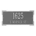 Rectangle Shape Address Plaque Named Roanoke with a Pewter & Silver Finish, Standard Wall with Two Lines of Text