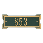 Rectangle Shape Address Plaque Named Roanoke with a Green & Gold Plaque Petite Wall with One Line of Text