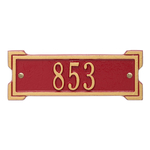 Rectangle Shape Address Plaque Named Roanoke with a Red & Gold Plaque Petite Wall with One Line of Text