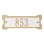 Rectangle Shape Address Plaque Named Roanoke with a White & Gold Plaque Petite Wall with One Line of Text