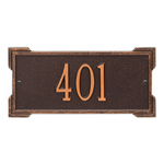 Rectangle Shape Address Plaque Named Roanoke with a Antique Copper Plaque Mini Wall with One Line of Text