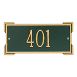 Rectangle Shape Address Plaque Named Roanoke with a Green & Gold Plaque Mini Wall with One Line of Text