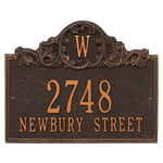 Rectangle Address Plaque with Acanthus surrounding your Monogram with a Oil Rubbed Bronze Finish
