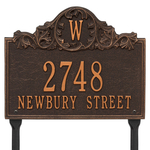 Rectangle Address Plaque with Acanthus surrounding your Monogram with a Lawn Oil Rubbed Bronze Finish