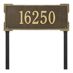 The Roanoke Rectangle Address Plaque with a Antique Brass Finish, Estate Lawn with One Line of Text
