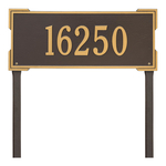 The Roanoke Rectangle Address Plaque with a Bronze & Gold Finish, Estate Lawn with One Line of Text