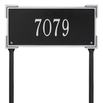 The Roanoke Rectangle Address Plaque with a Black & Silver Finish, Standard Lawn with One Line of Text