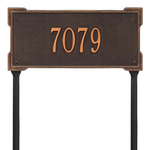 The Roanoke Rectangle Address Plaque with a Oil Rubbed Bronze Finish, Standard Lawn with One Line of Text