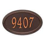 The Concord Raised Border Oval Shape Address Plaque with a Antique Copper Finish, Standard Wall with One Line of Text